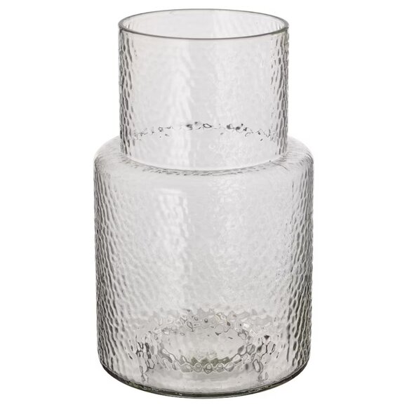 IKEA KONSTFULL Vase, clear glass, patterned, 10 ¼ "